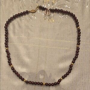 VTG 19” Beaded Garnet Necklace with 14k gold-filled Accent Beads and Catch; NWT
